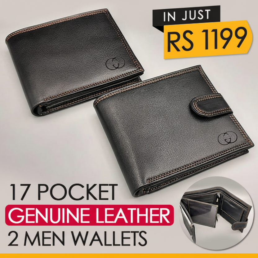 Pure Sheep Leather Wallets for Men with 12 Pockets